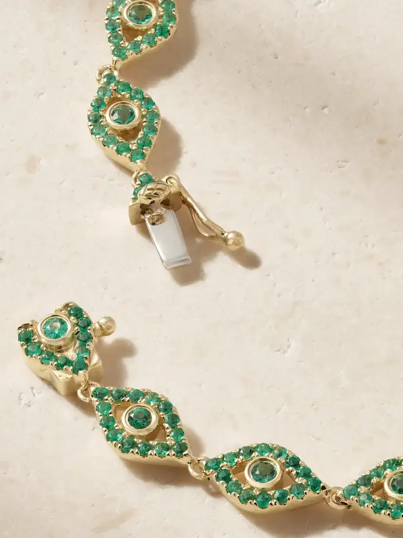Sydney Evan Protective Eye 14-karat Gold Emerald Bracelet | Thumbnail 3 Sydney Evan Protective Eye 14-karat Gold Emerald Bracelet | Thumbnail 3