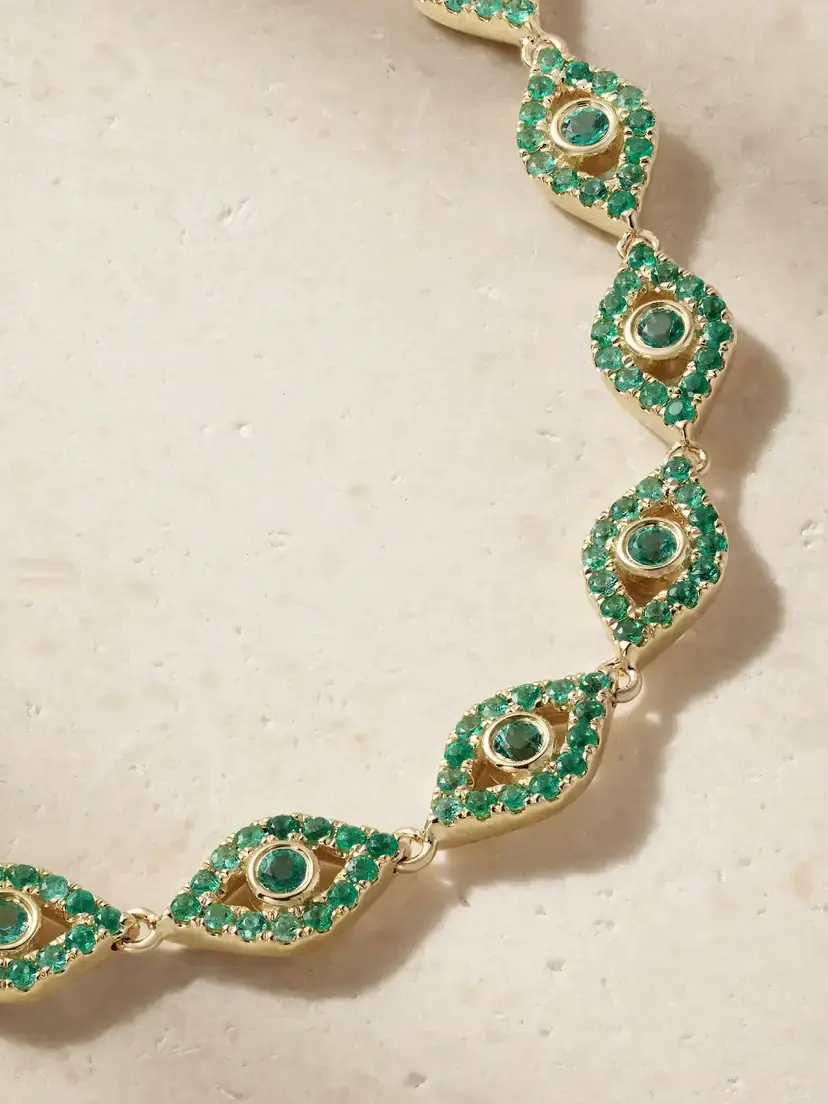 Sydney Evan Protective Eye 14-karat Gold Emerald Bracelet | Thumbnail 4 Sydney Evan Protective Eye 14-karat Gold Emerald Bracelet | Thumbnail 4