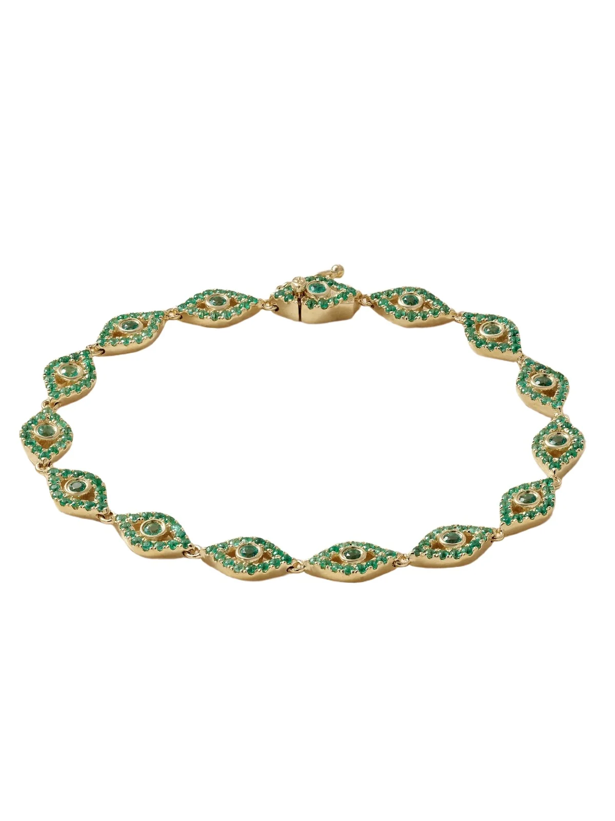 Sydney Evan Protective Eye 14-karat Gold Emerald Bracelet
