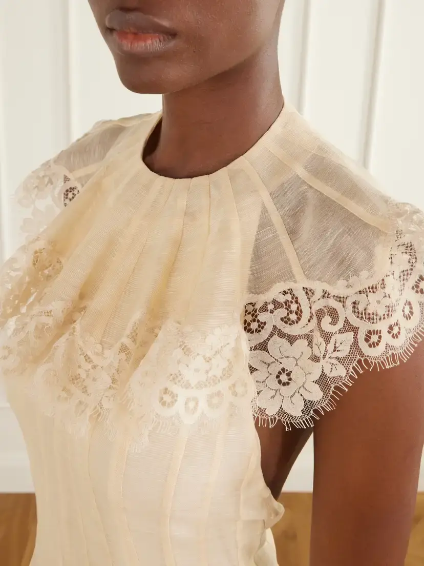 Zimmermann Ascent Open-back Lace-trimmed Linen And Silk-blend Midi Dress | Thumbnail 4
