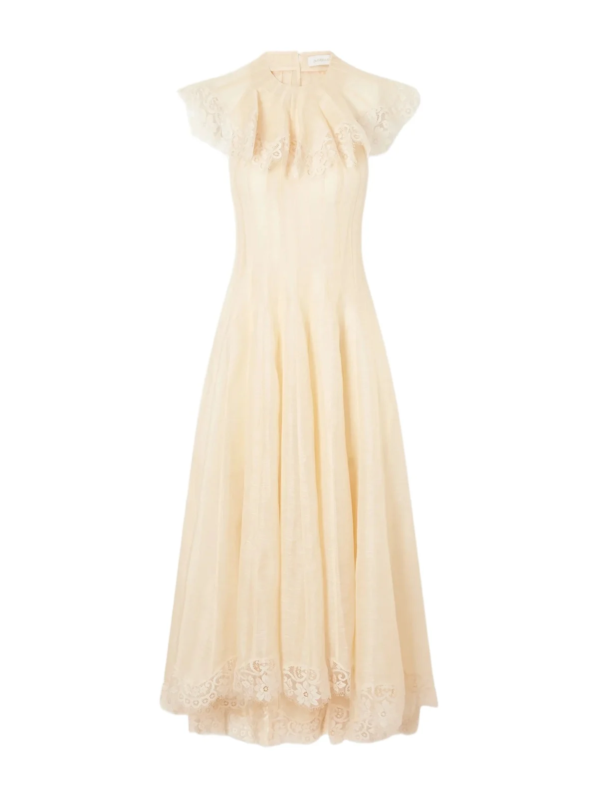 Ascent Open-back Lace-trimmed Linen And Silk-blend Midi Dress Ascent Open-back Lace-trimmed Linen And Silk-blend Midi Dress