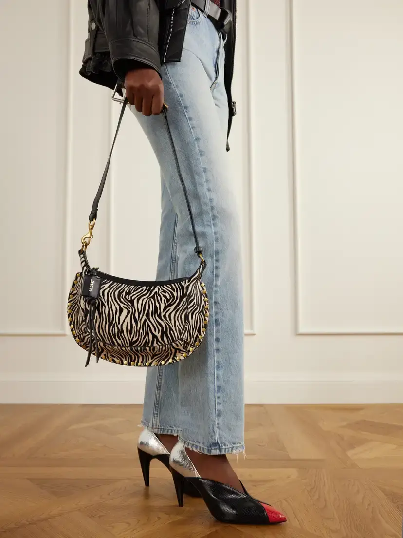 Isabel Marant Oskan Moon Zebra-print Leather-trimmed Calf-hair Shoulder Bag | Thumbnail 2 Isabel Marant Oskan Moon Zebra-print Leather-trimmed Calf-hair Shoulder Bag | Thumbnail 2
