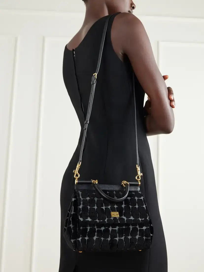 Dolce & Gabbana Leather-trimmed Velvet Top-handle Bag | Thumbnail 2 Dolce & Gabbana Leather-trimmed Velvet Top-handle Bag | Thumbnail 2