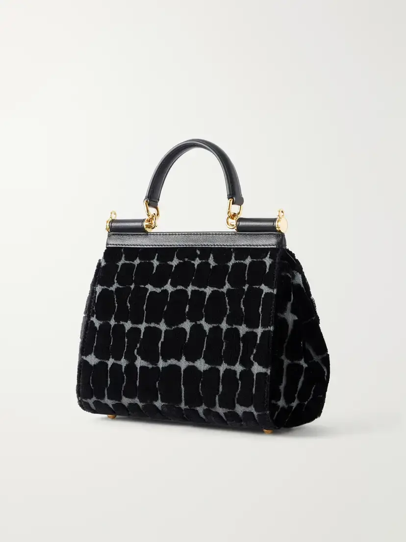 Dolce & Gabbana Leather-trimmed Velvet Top-handle Bag | Thumbnail 4 Dolce & Gabbana Leather-trimmed Velvet Top-handle Bag | Thumbnail 4