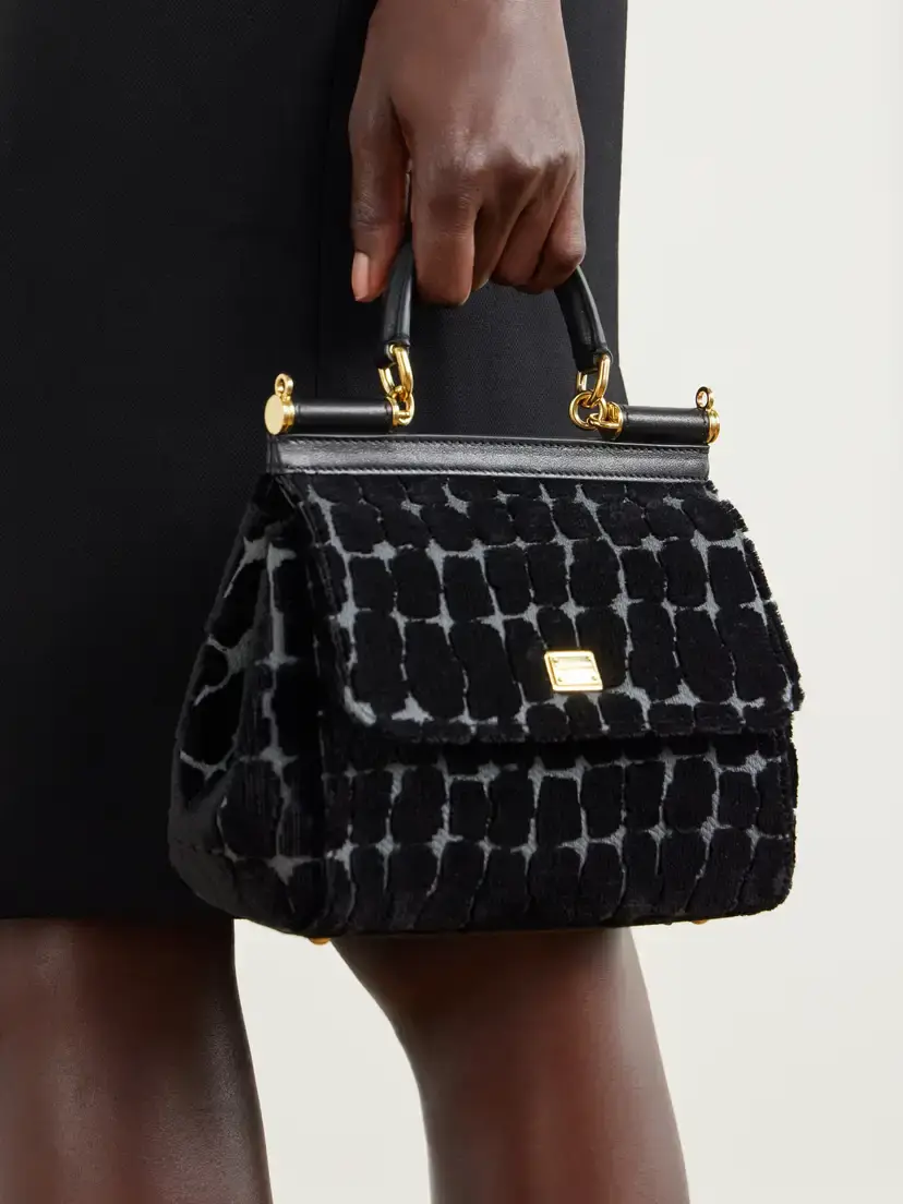 Dolce & Gabbana Leather-trimmed Velvet Top-handle Bag | Thumbnail 6 Dolce & Gabbana Leather-trimmed Velvet Top-handle Bag | Thumbnail 6