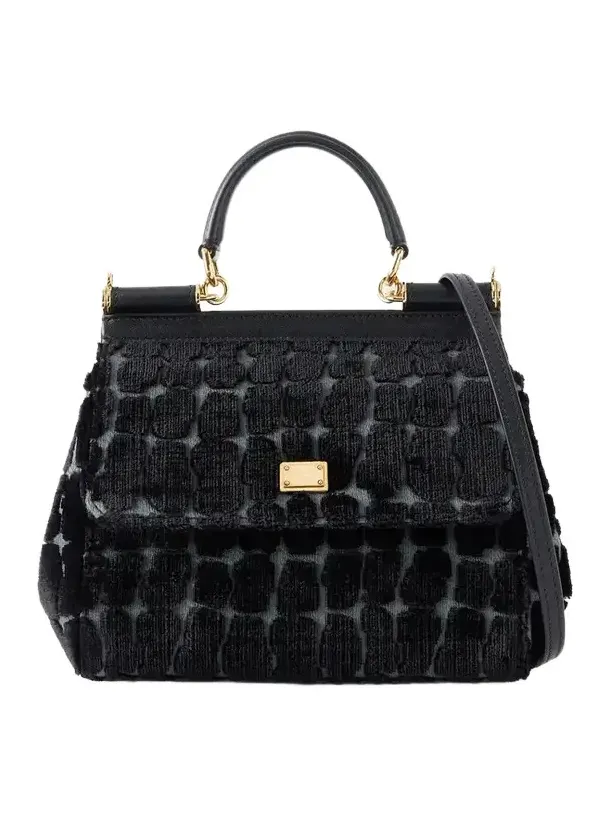 Leather-trimmed Velvet Top-handle Bag Leather-trimmed Velvet Top-handle Bag