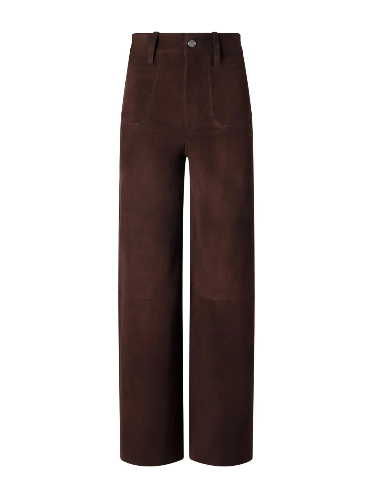 Le Slim Palazzo Modernist Pocket Suede High-rise Wide-leg Pants