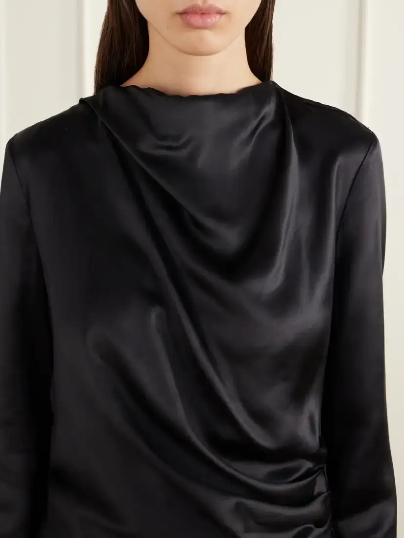 Loulou de Saison Anya Gathered Satin Blouse | Thumbnail 5 Loulou de Saison Anya Gathered Satin Blouse | Thumbnail 5