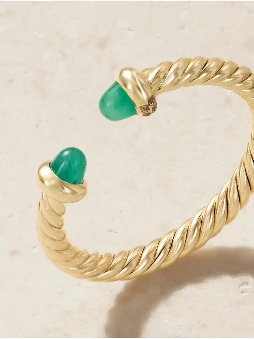 David Yurman Micro Cablespira® Flex 18-karat Gold Emerald Ring | Thumbnail 4 David Yurman Micro Cablespira® Flex 18-karat Gold Emerald Ring | Thumbnail 4