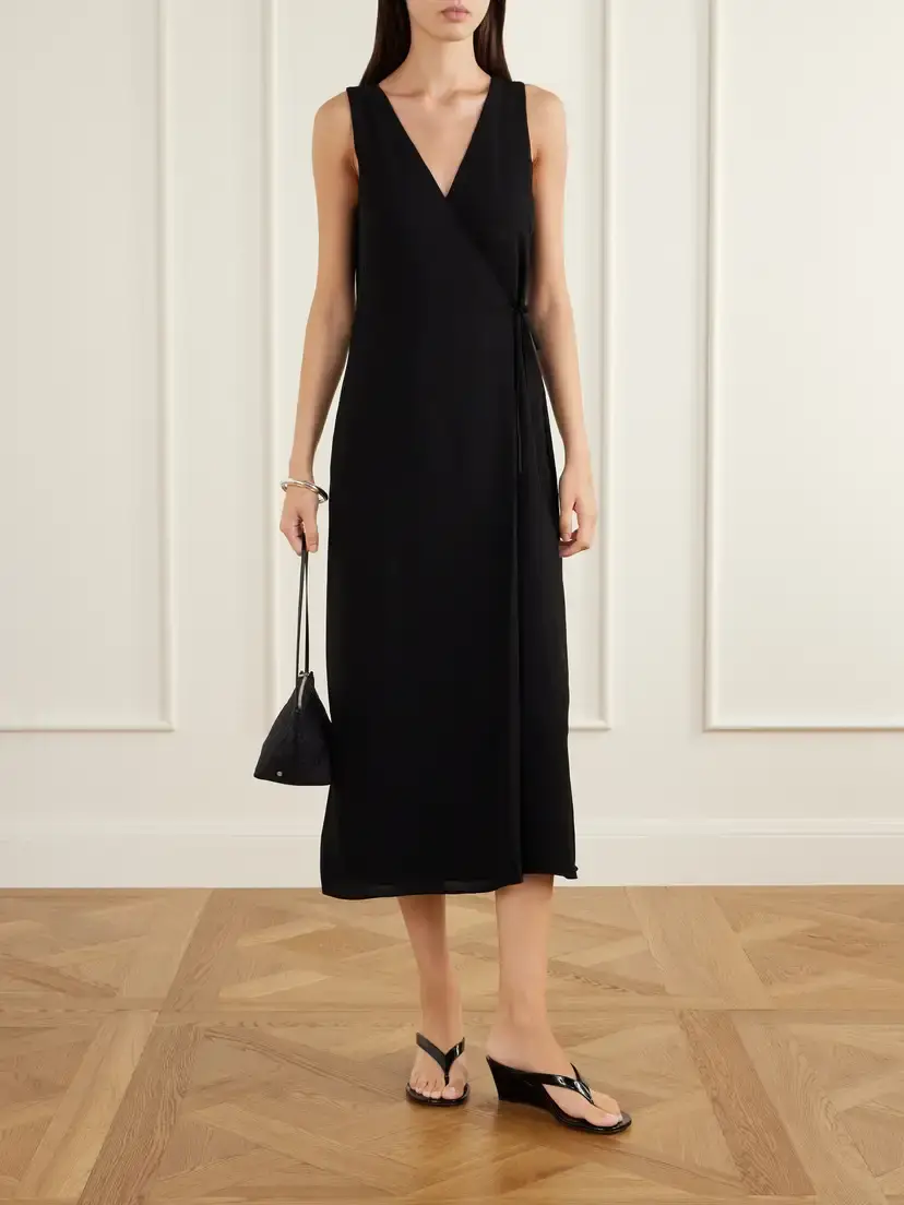 LESET Ari Crepe Wrap Midi Dress | Thumbnail 2 LESET Ari Crepe Wrap Midi Dress | Thumbnail 2