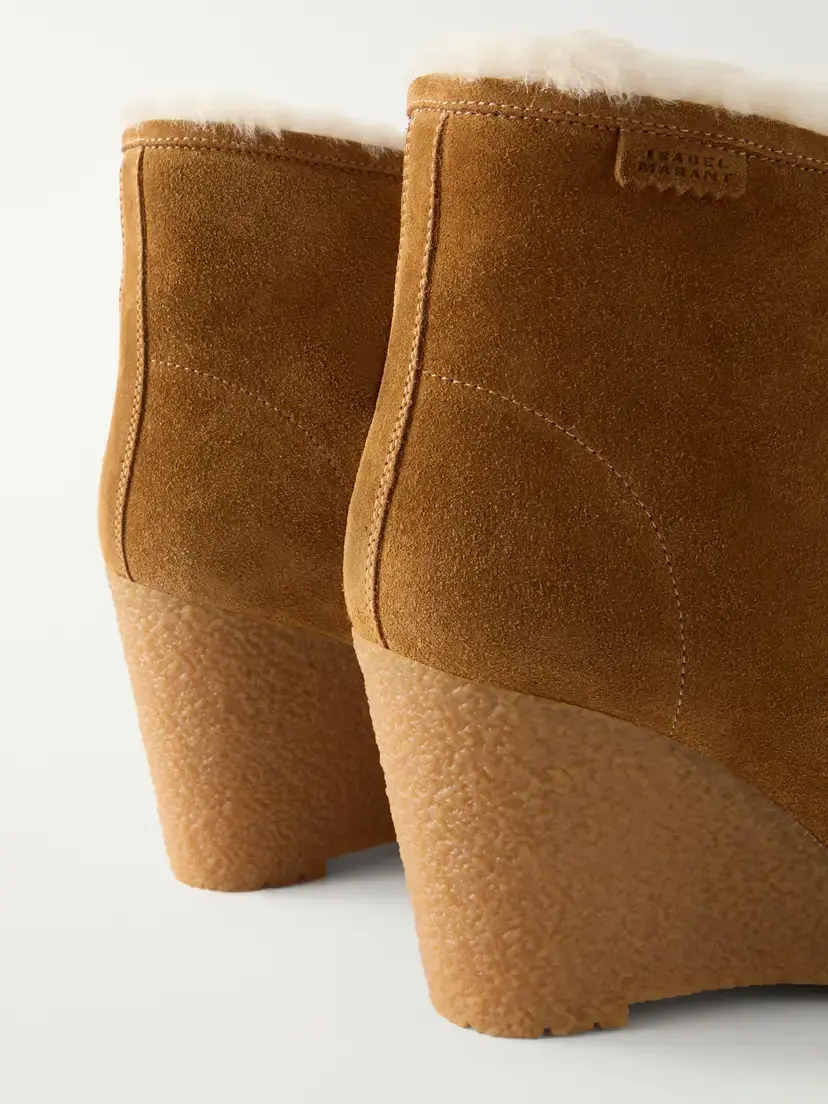 Isabel Marant Cylia Shearling-trimmed Suede Wedge Ankle Boots | Thumbnail 5
