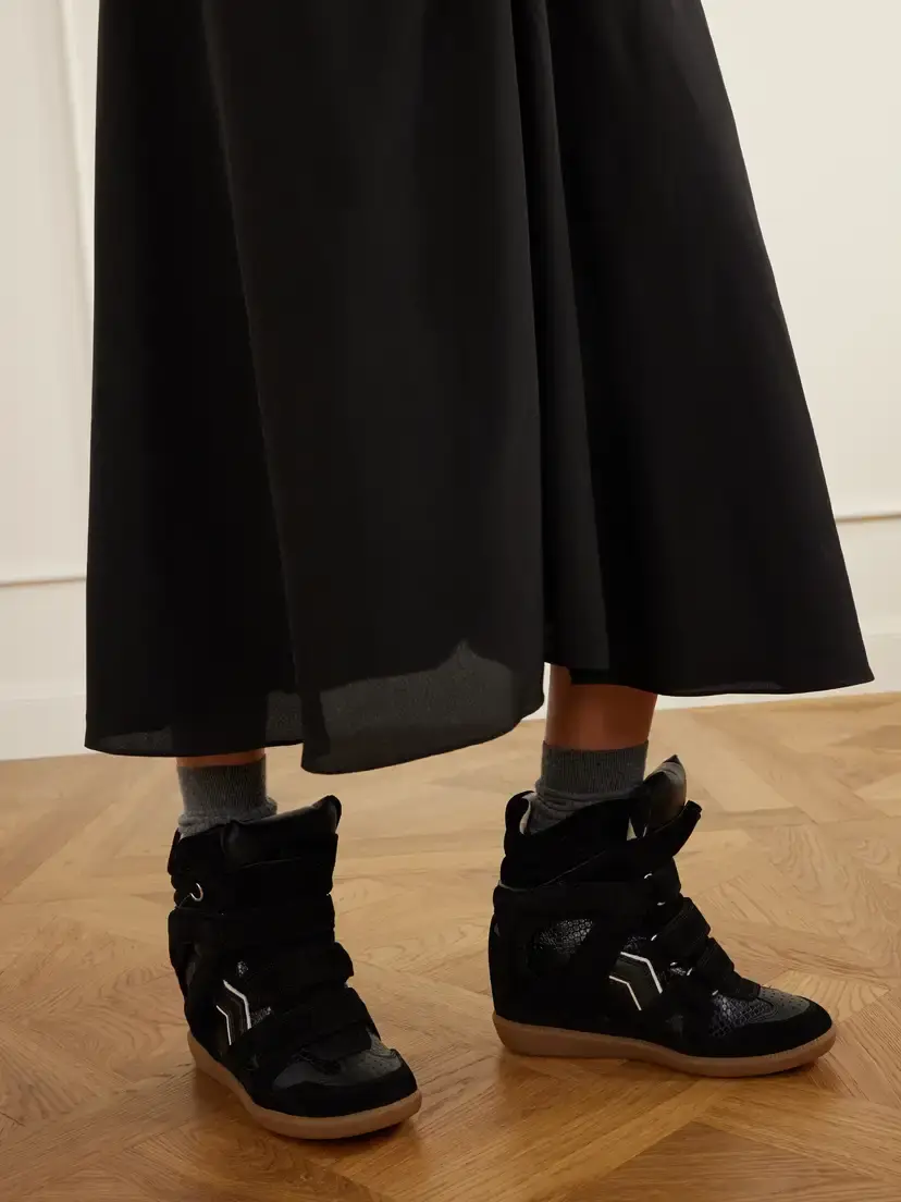 Isabel Marant Bekett Suede-trimmed Snake-effect Leather Wedge Sneakers | Thumbnail 2 Isabel Marant Bekett Suede-trimmed Snake-effect Leather Wedge Sneakers | Thumbnail 2