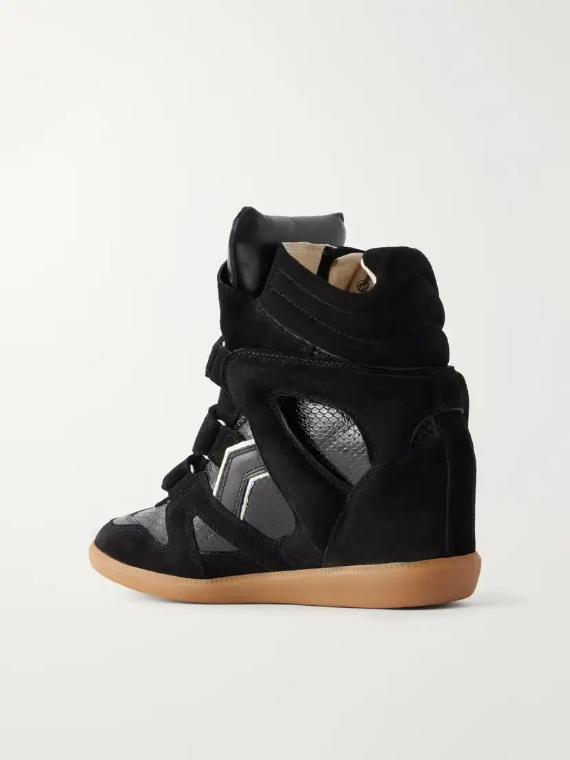 Isabel Marant Bekett Suede-trimmed Snake-effect Leather Wedge Sneakers | Thumbnail 3 Isabel Marant Bekett Suede-trimmed Snake-effect Leather Wedge Sneakers | Thumbnail 3