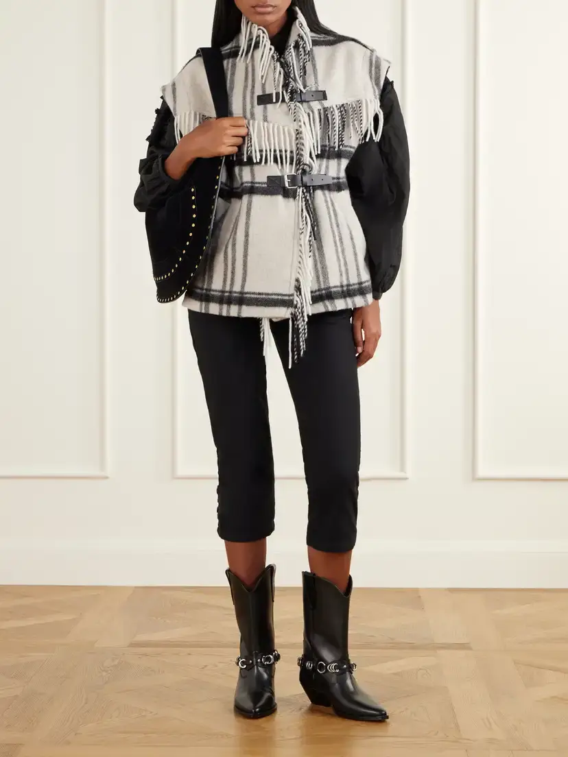 Marant Étoile Ginesa Fringed Checked Brushed Wool-blend Vest | Thumbnail 2 Marant Étoile Ginesa Fringed Checked Brushed Wool-blend Vest | Thumbnail 2