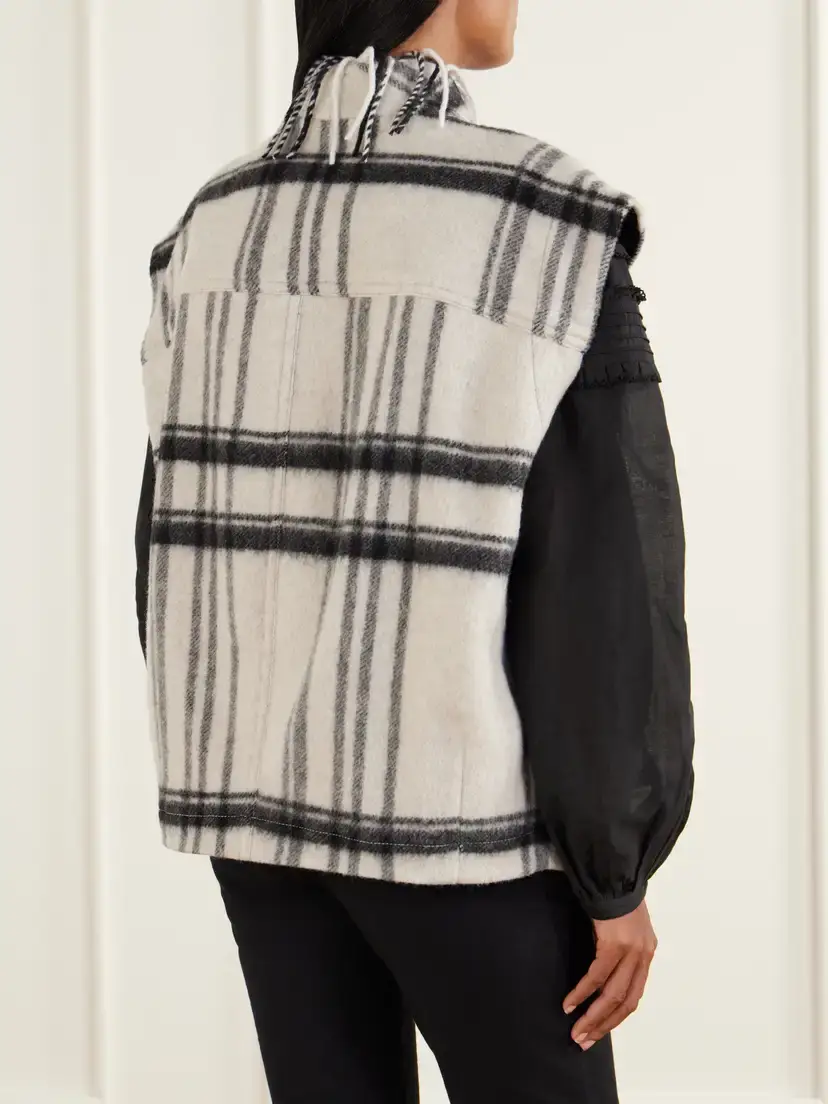 Marant Étoile Ginesa Fringed Checked Brushed Wool-blend Vest | Thumbnail 3 Marant Étoile Ginesa Fringed Checked Brushed Wool-blend Vest | Thumbnail 3