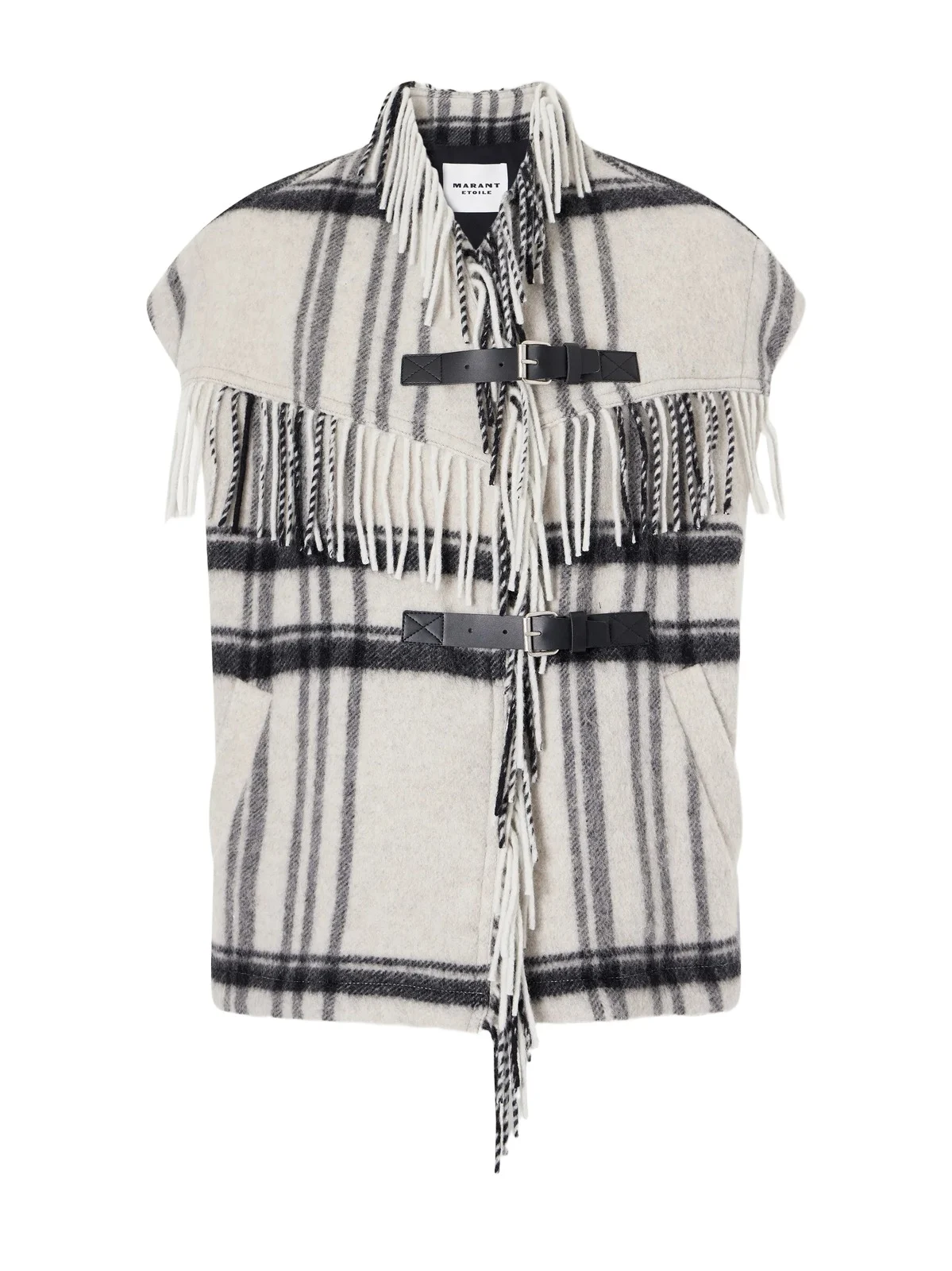 Marant Étoile Ginesa Fringed Checked Brushed Wool-blend Vest