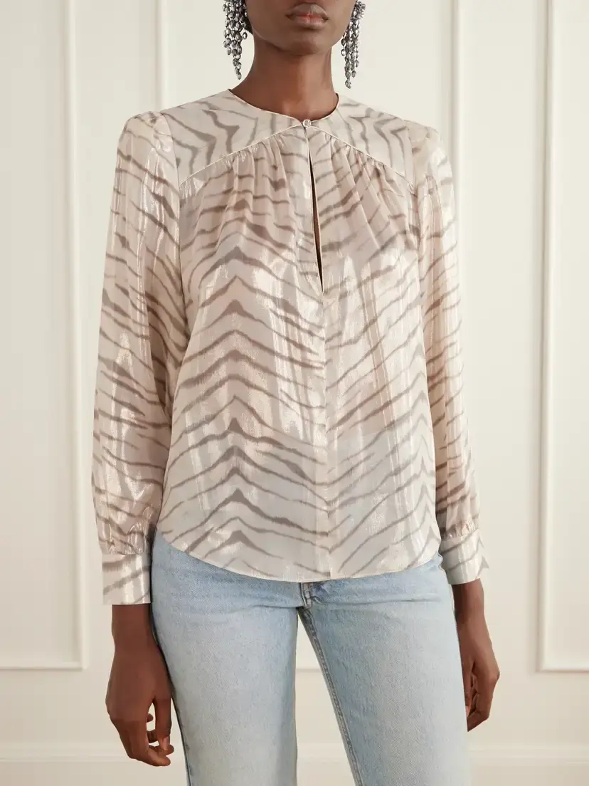 Isabel Marant Farali Animal-print Lurex Silk-blend Shirt | Thumbnail 3 Isabel Marant Farali Animal-print Lurex Silk-blend Shirt | Thumbnail 3