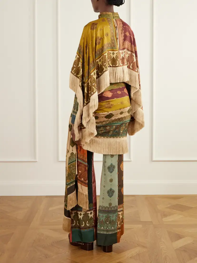 Zimmermann Valiant Cape-effect Tie-detailed Fringed Printed Silk-satin Mini Dress | Thumbnail 4 Zimmermann Valiant Cape-effect Tie-detailed Fringed Printed Silk-satin Mini Dress | Thumbnail 4