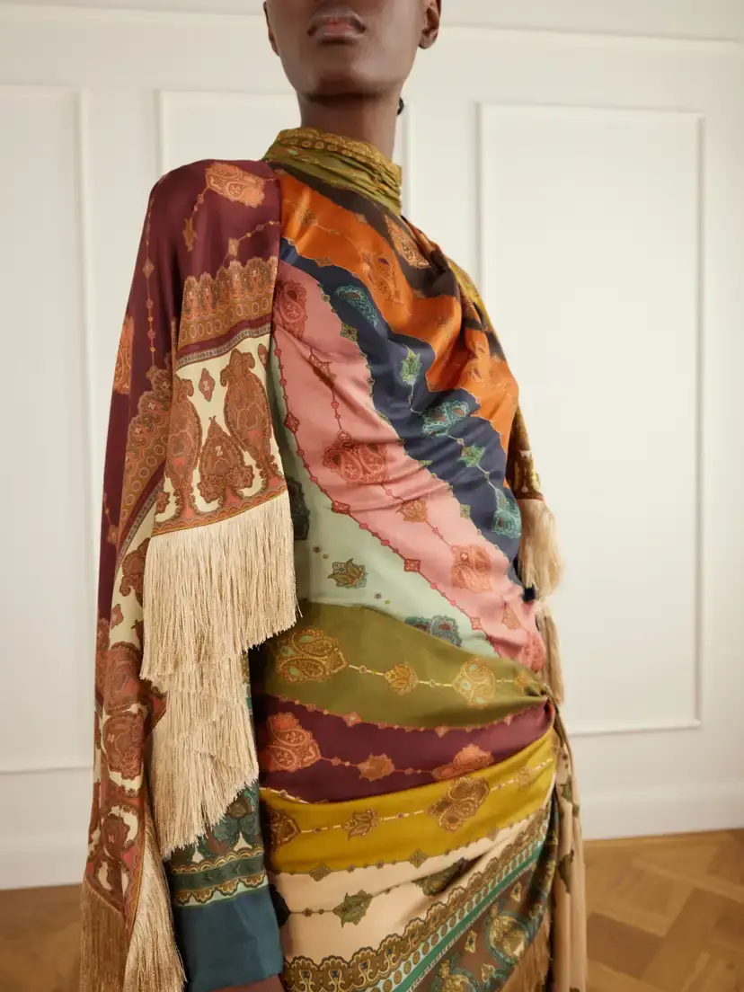 Zimmermann Valiant Cape-effect Tie-detailed Fringed Printed Silk-satin Mini Dress | Thumbnail 5 Zimmermann Valiant Cape-effect Tie-detailed Fringed Printed Silk-satin Mini Dress | Thumbnail 5