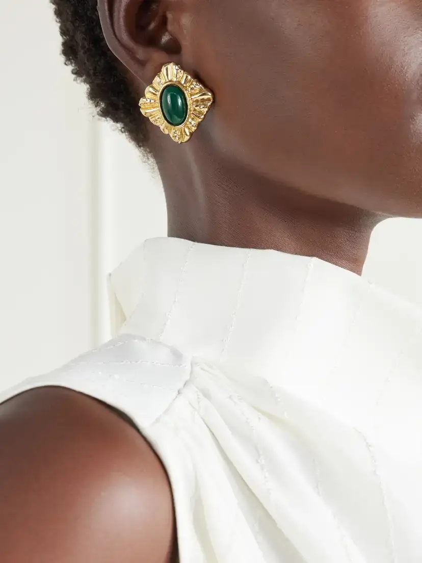PAOLA SIGHINOLFI Sasa Gold-plated Malachite Earrings | Thumbnail 2