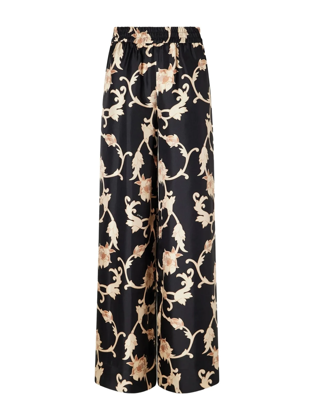 Palazzo Floral-print Silk-twill Wide-leg Pants