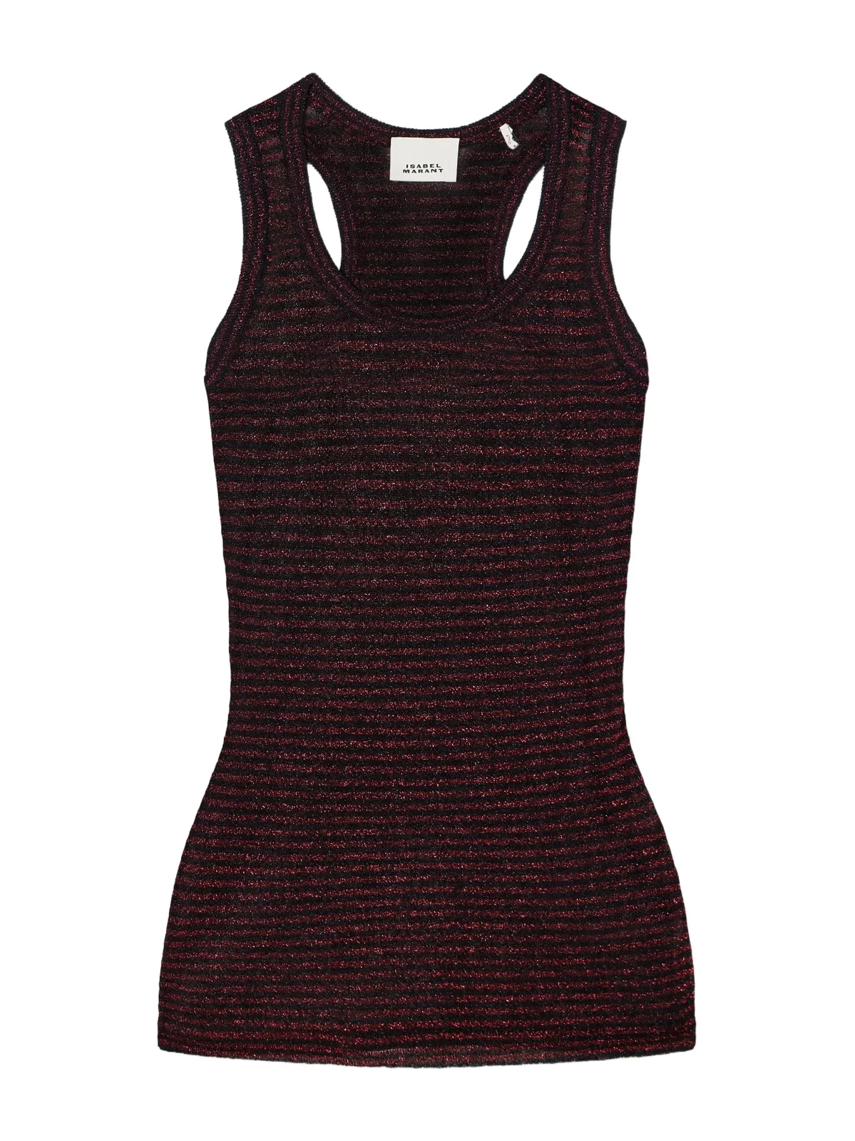Cevara Striped Metallic Mesh Tank Cevara Striped Metallic Mesh Tank