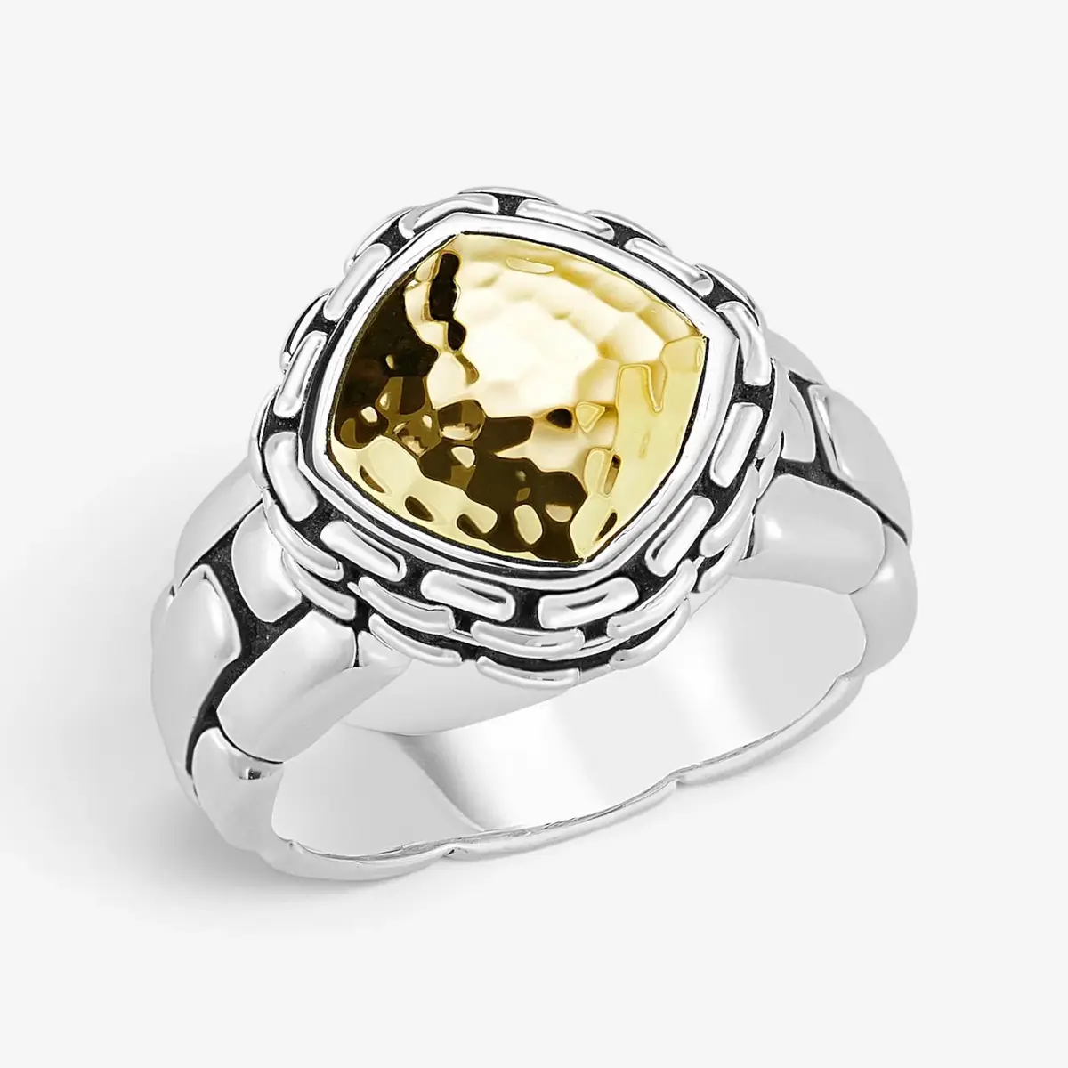 JAI JAI Sterling Silver & 14K Yellow Gold Hammered Statement Ring JJH3006RG - by The Solist | Thumbnail 2