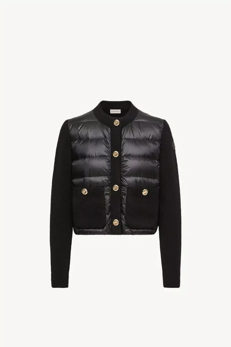 Moncler Bouclé Wool Blend Padded Cardigan | Thumbnail 2 Moncler Bouclé Wool Blend Padded Cardigan | Thumbnail 2