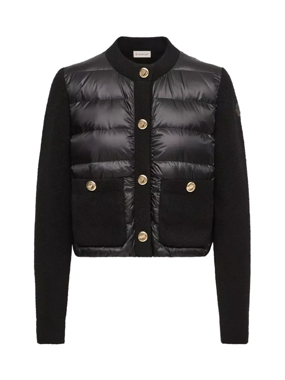 Moncler Bouclé Wool Blend Padded Cardigan