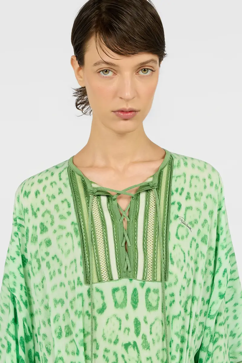 Roberto Cavalli Caftan in Jaguar Mint Print | Thumbnail 4