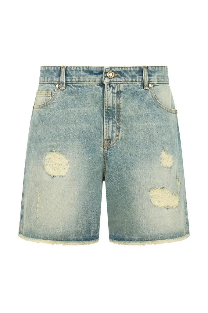 Roberto Cavalli Distressed Cotton Shorts