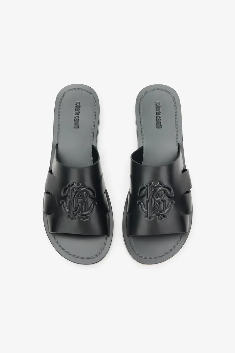 Roberto Cavalli Leather Sandal with with Embossed Logo Detail | Thumbnail 3 Roberto Cavalli Leather Sandal with with Embossed Logo Detail | Thumbnail 3