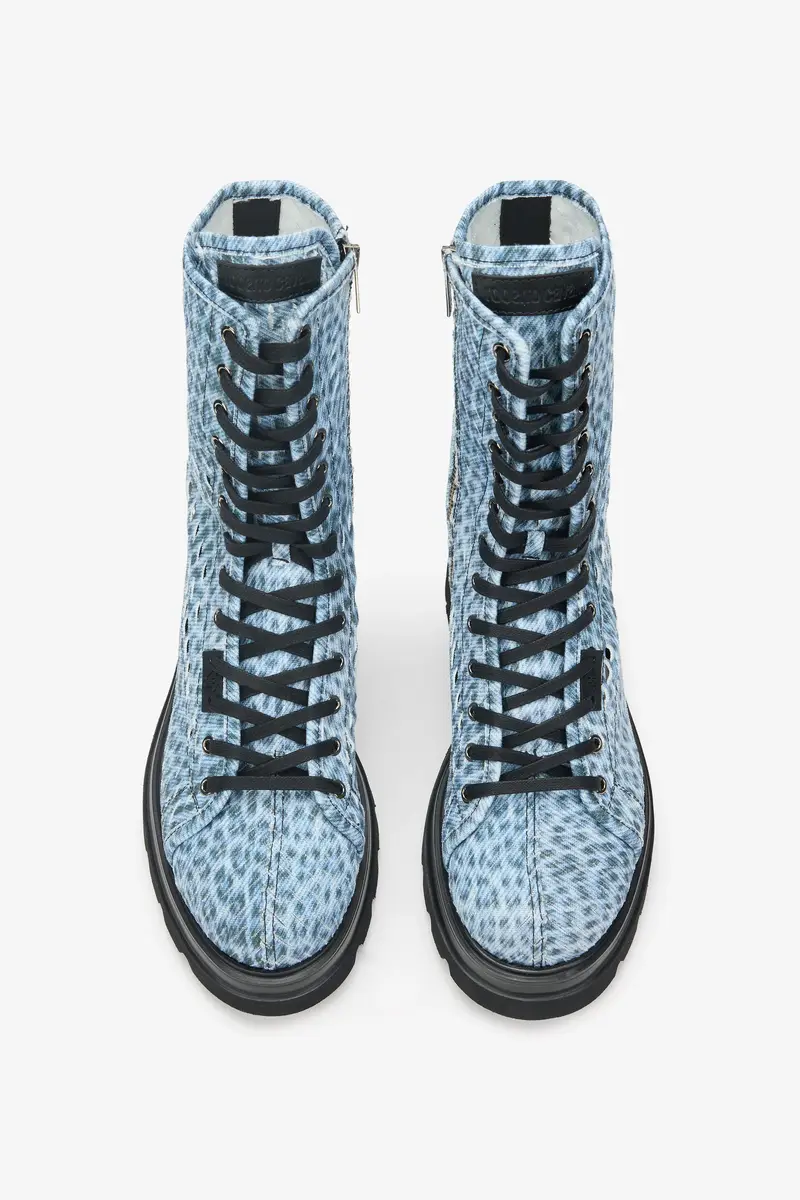 Roberto Cavalli Combat Boot with Jaguar Print | Thumbnail 4 Roberto Cavalli Combat Boot with Jaguar Print | Thumbnail 4