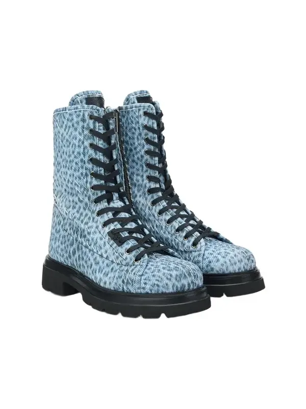 Roberto Cavalli Combat Boot with Jaguar Print