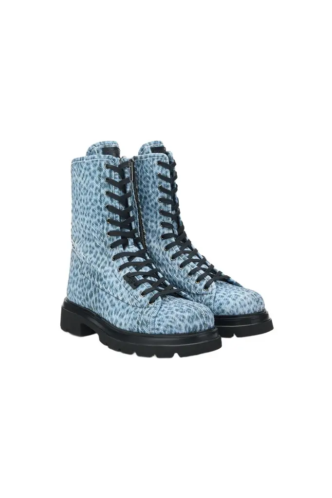 Roberto Cavalli Combat Boot with Jaguar Print