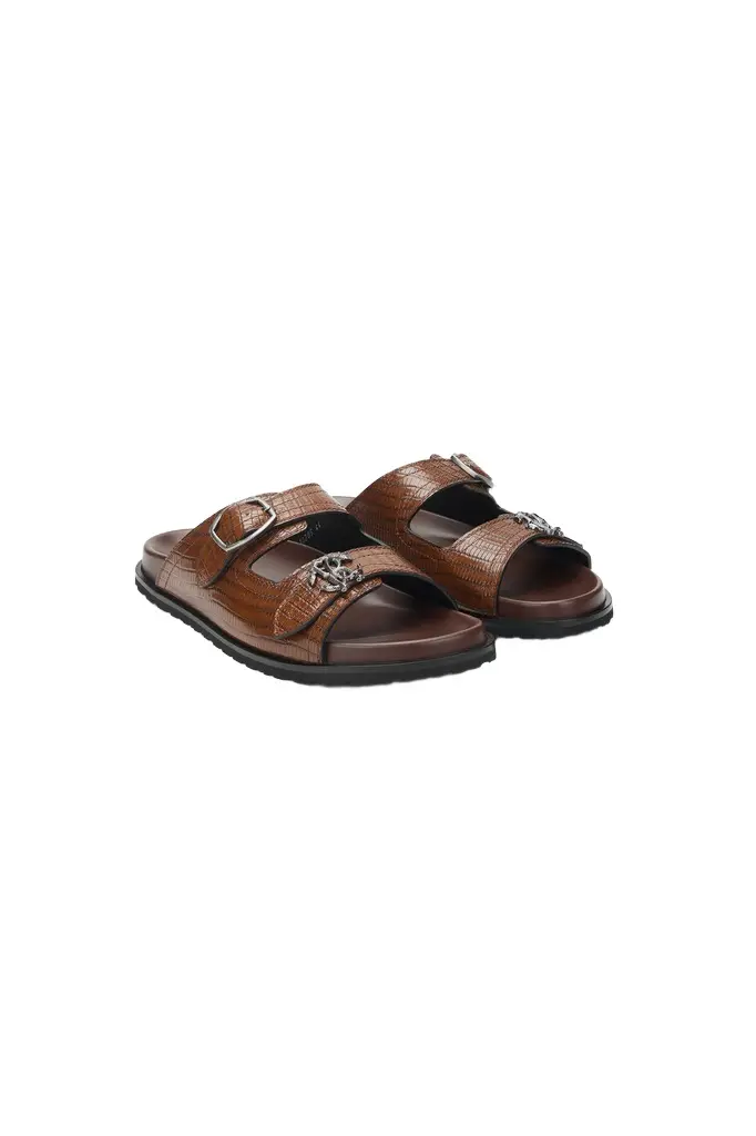 Roberto Cavalli Leather Sandal with Buckle