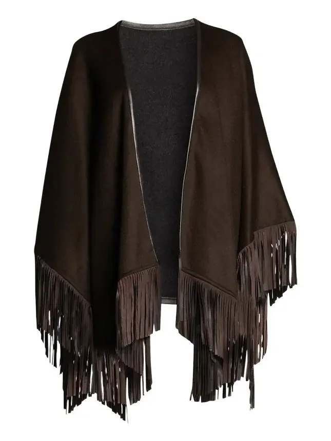 Reversible Fringe Cashmere Cape Reversible Fringe Cashmere Cape