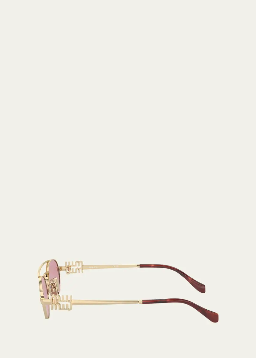 Miu Miu Logo Metal Aviator Sunglasses | Thumbnail 3