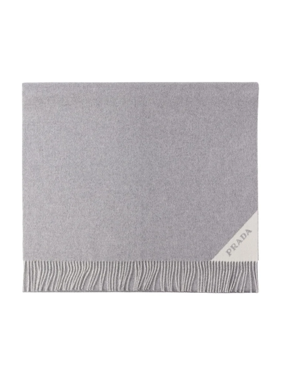 Prada Fringe Cashmere-Wool Scarf