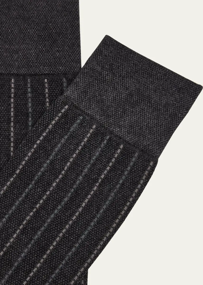 Marcoliani Men's Elegance Pique Crew Socks | Thumbnail 2