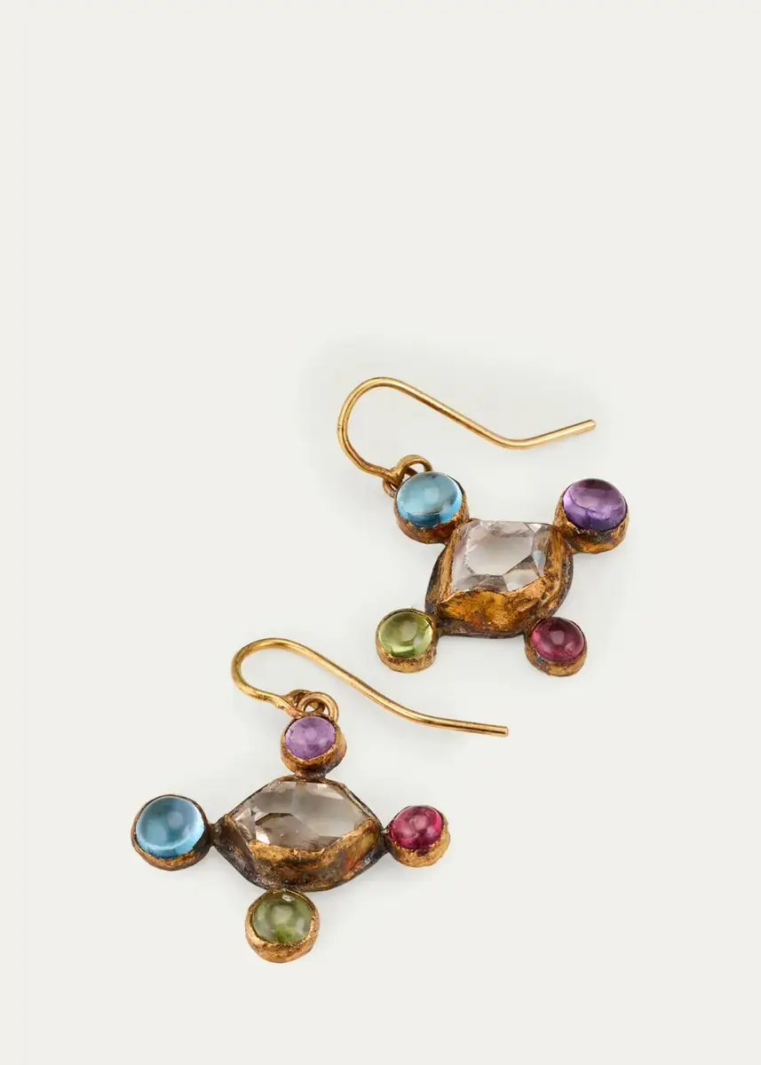 JUDY GEIB 18K Herkimer Diamond and Multi-Gemstone Cross-Shaped Earrings | Thumbnail 3 JUDY GEIB 18K Herkimer Diamond and Multi-Gemstone Cross-Shaped Earrings | Thumbnail 3