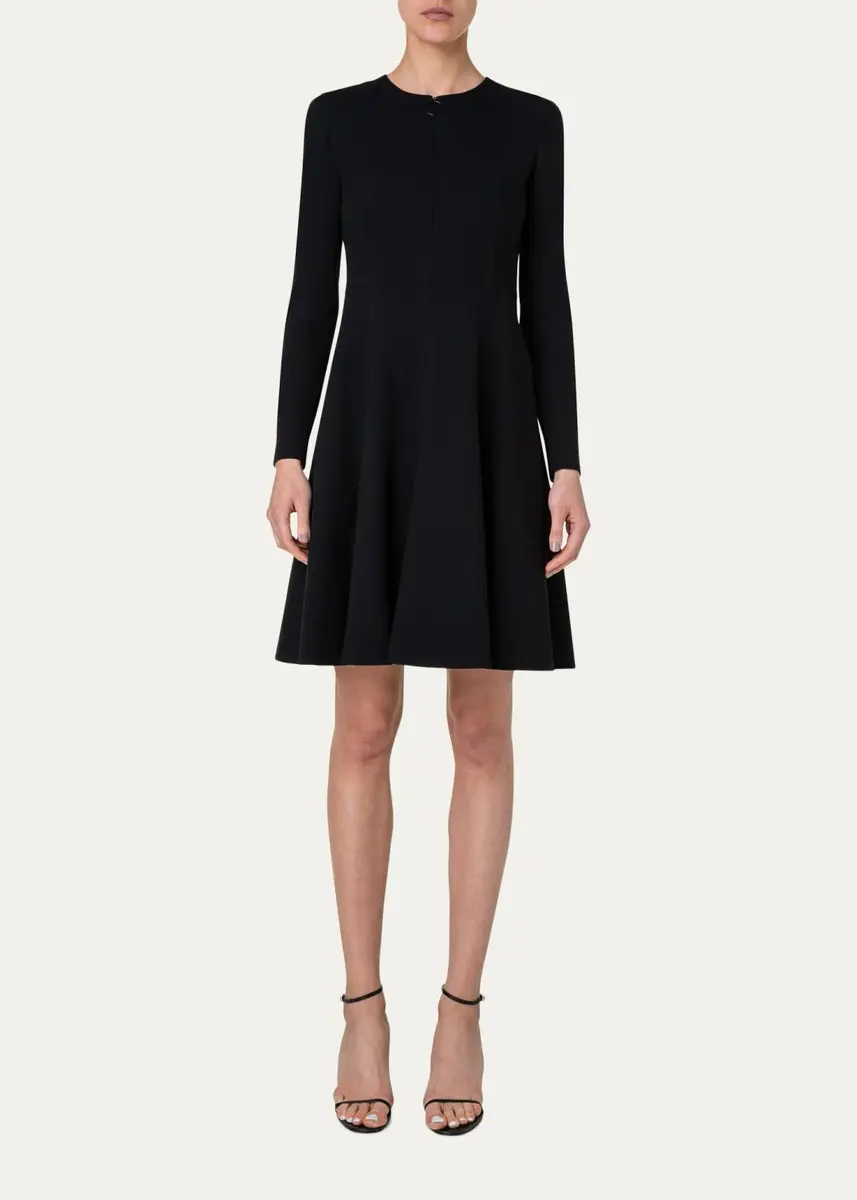 Akris punto Long-Sleeve Cotton Jersey Zip Front Mini Day Dress | Thumbnail 4 Akris punto Long-Sleeve Cotton Jersey Zip Front Mini Day Dress | Thumbnail 4