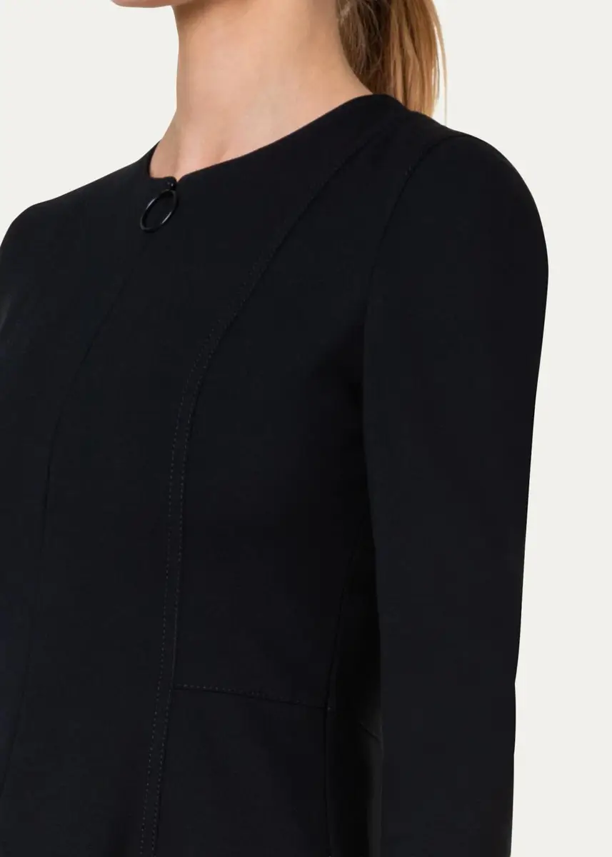 Akris punto Long-Sleeve Cotton Jersey Zip Front Mini Day Dress | Thumbnail 5 Akris punto Long-Sleeve Cotton Jersey Zip Front Mini Day Dress | Thumbnail 5