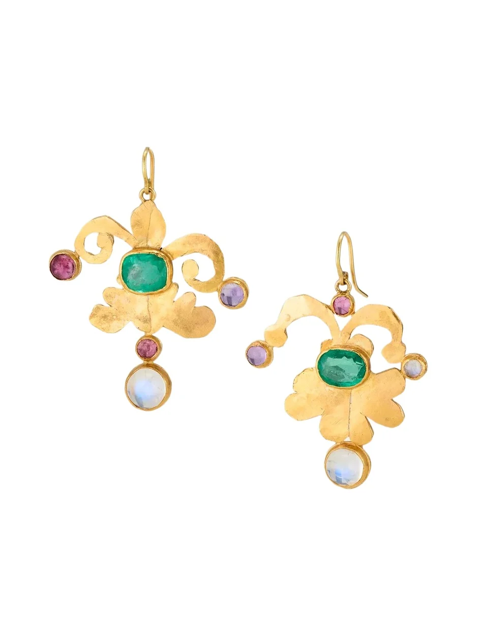 18K Jester-Shape Drop Earrings