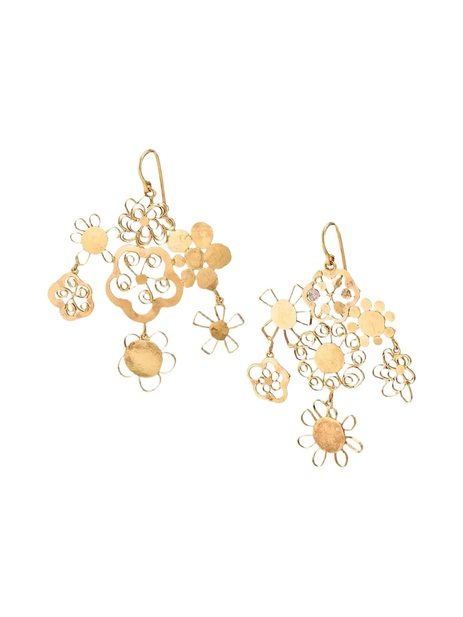 18K Flowery Chandelier Earrings