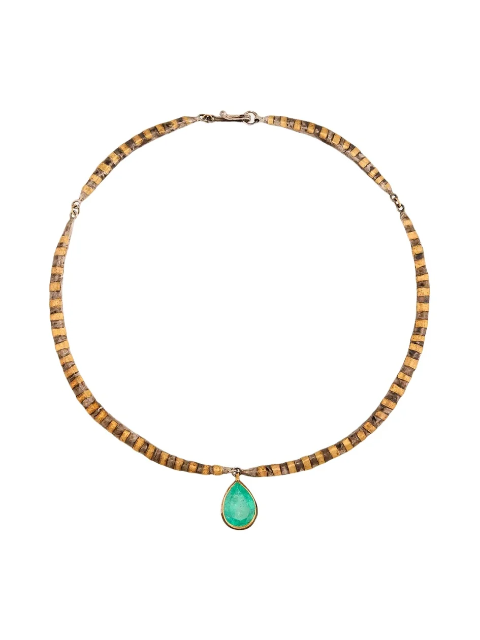 JUDY GEIB 18K Pear-Cut Emerald Pendant Necklace