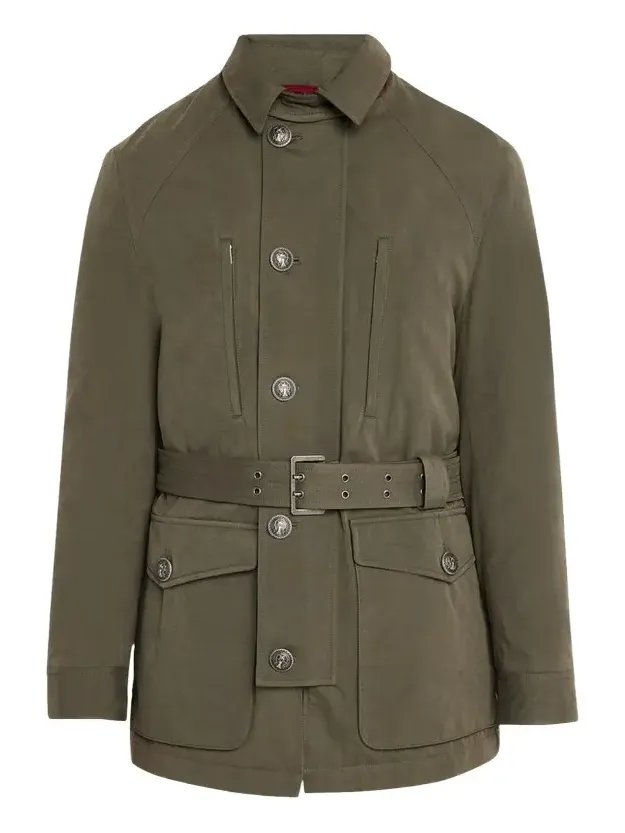 Brunello Cucinelli Men's Waxed Cotton Belted Safari Jacket