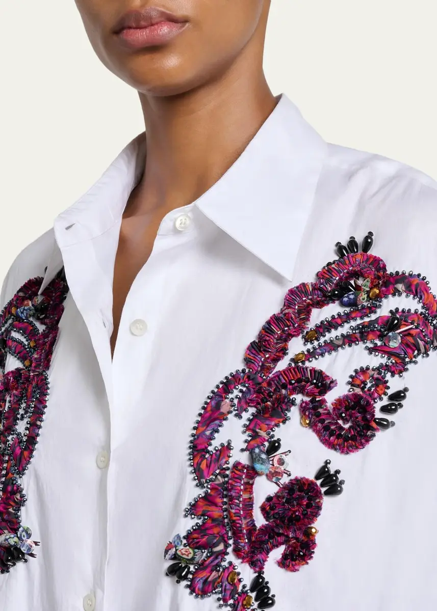Dries Van Noten Embroidered Cotton Poplin Oversized Shirt | Thumbnail 5
