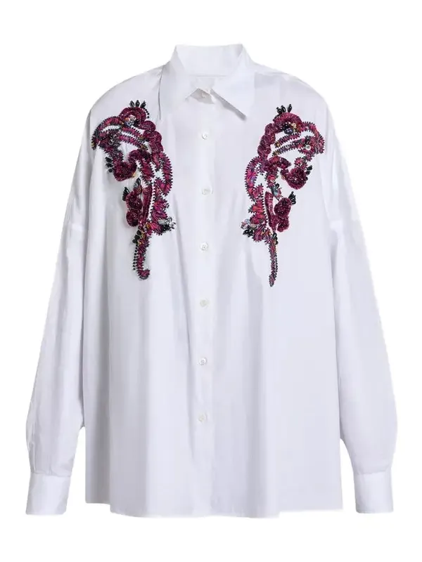 Embroidered Cotton Poplin Oversized Shirt Embroidered Cotton Poplin Oversized Shirt