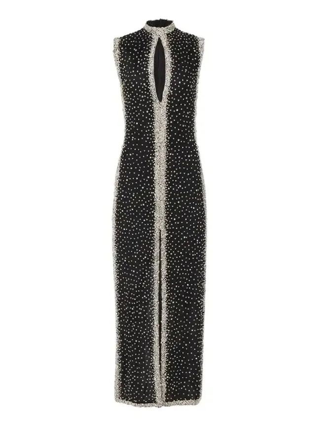 Belina Sleeveless Crystal Embroidered Column Gown